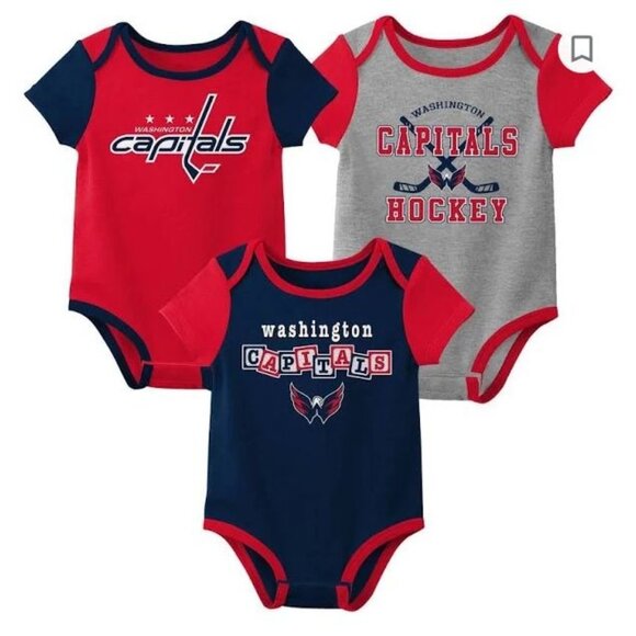Washington Capitals Baby Boy 3pk Game Winner Onesies 12 Months - Picture 1 of 9